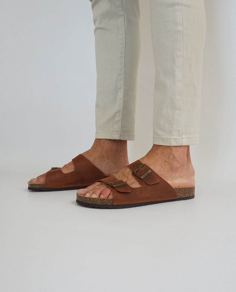 Sandales Homme En Cuir 100% Salento - Style Franciscain Classique Marron, Fait Main En Italie